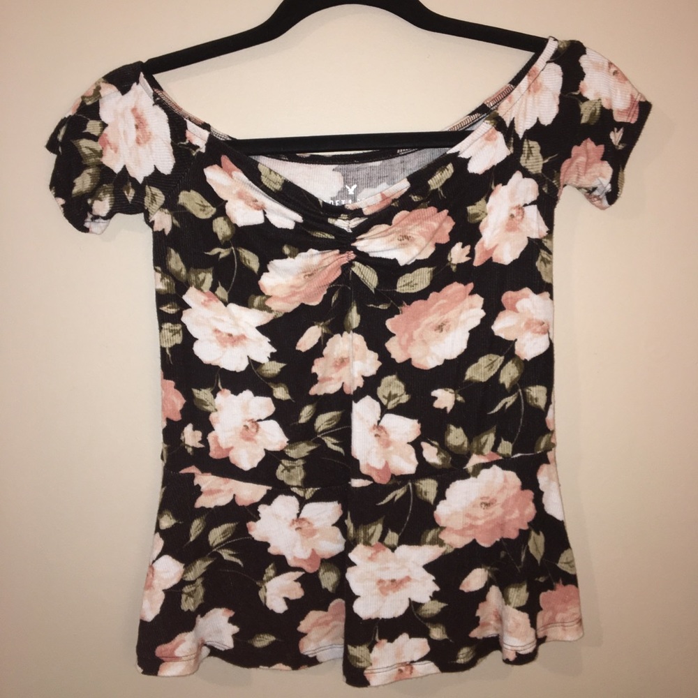 Floral American Eagle Crop Top
